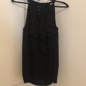 Karen Kane 100% silk. Ruffle front cam black. L